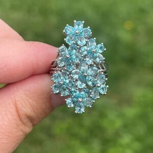 Blue Apatite Floral Cluster Ring